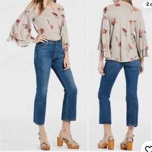 Lucky Brand Duquet Metallic Floral Top with Bell Sleeves Size 3X